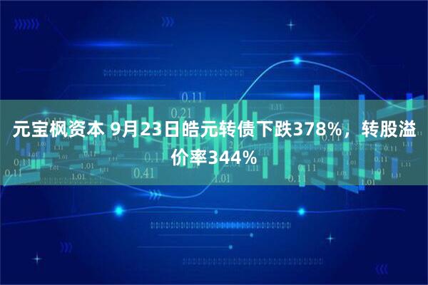 元宝枫资本 9月23日皓元转债下跌378%，转股溢价率344%